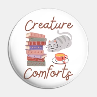 Cute Creature Comforts Cat Tea Book Lover Pin