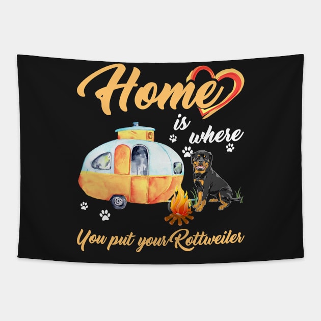 Home Is Where You Put Your Rottweiler T-shirt Tapestry by TeeLovely