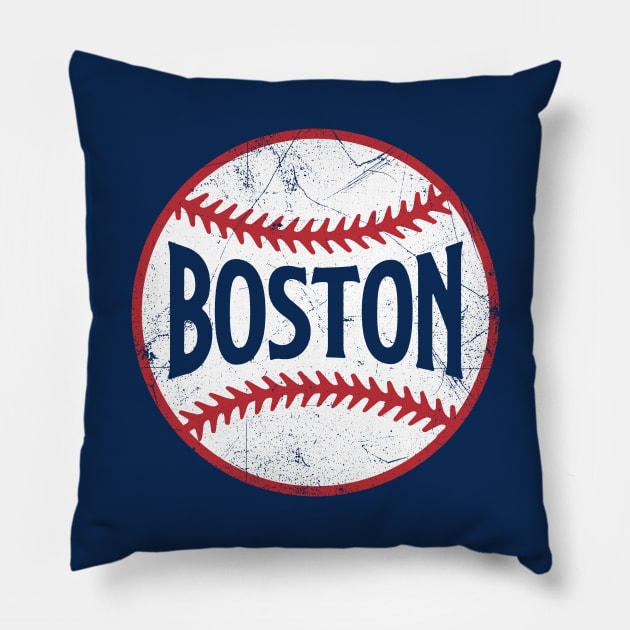 Boston Retro Baseball - Navy Pillow by KFig21