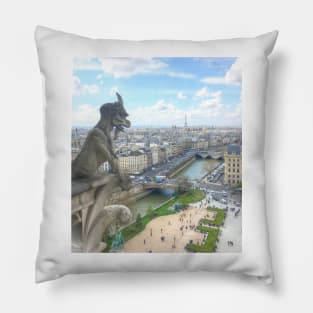 Gargoyle View of Paris Pillow