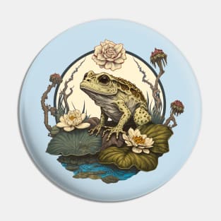 frog in flowers Pin