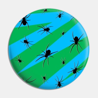 Halloween Spider Pattern Green and Blue Pin
