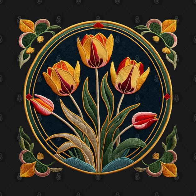 Easter Tulips Embroidered Patch by Xie