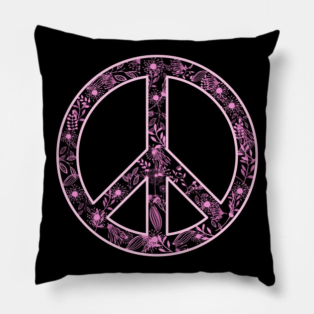 Girly Flower Peace Sign Pillow by theglaze