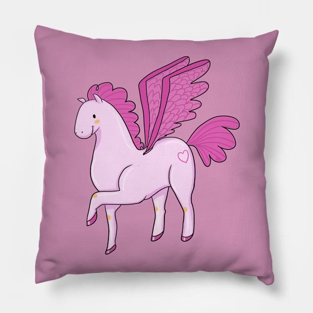 Pink Pegasus Pillow by AndySaljim