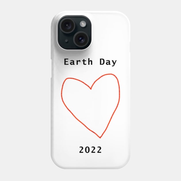 Red Heart Line Drawing Earth Day 2022 Phone Case by ellenhenryart