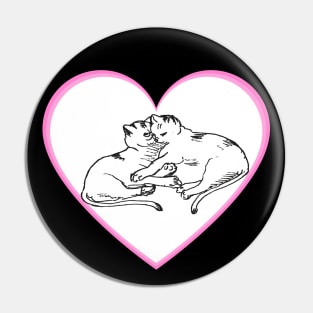 Valentines Day Cat Couple Heart Pin