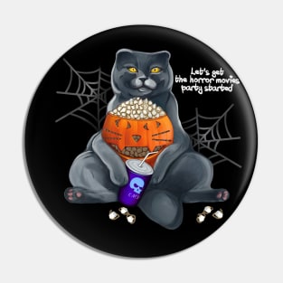 Cinemaholic Halloween cat with popcorn Pin