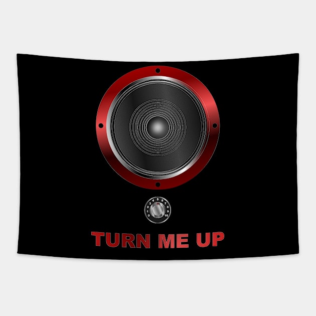 Turn Me Up - Bass Woofer + Volume Knob - Red Tapestry by geodesyn