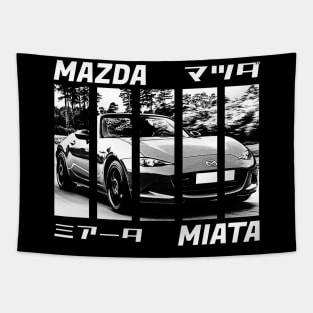 Mazda Miata MX-5 ND Black 'N White 3 (Black Version) Tapestry