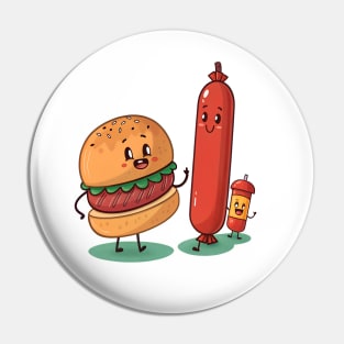 Happy Fast Food Friends Pin