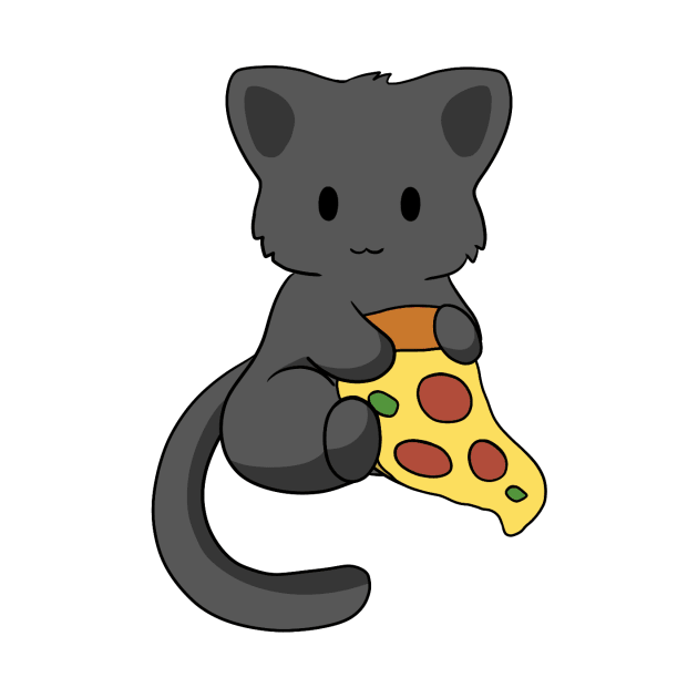 Black Cat with Pizza by BiscuitSnack