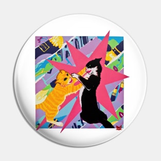 Fighting Cats Pin