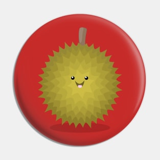 Cute happy durian fruit cartoon illustration Pin