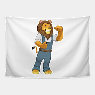 Lion as Handyman Screwdriver Tapestry