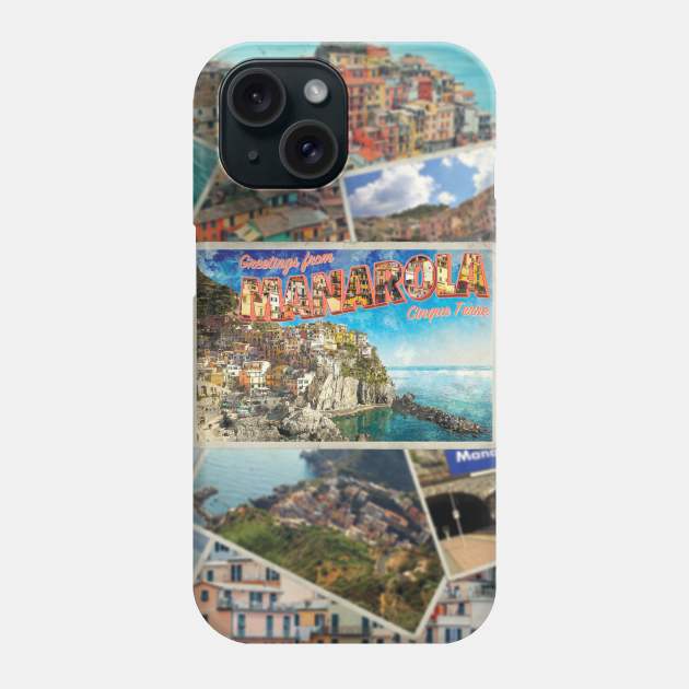 Greetings from Manarola Cinque Terre vintage style retro souvenir Phone Case by DesignerPropo