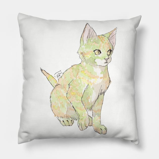 Caramel Apple Kitten Pillow by Aqutalion