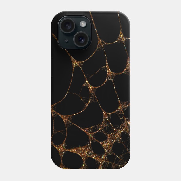 Halloween spider web pattern with glitzy gold sparkles gothic fashion Phone Case by designsbyxarah