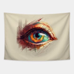 Fiery Gaze: A Surrealistic Eye Tapestry