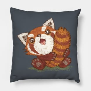 Red panda which holds a tail Pillow