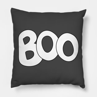 BOO text art in white bubble letters Pillow