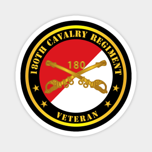 180th Cavalry Regiment Branch Veteran - Red - White X 300 Magnet