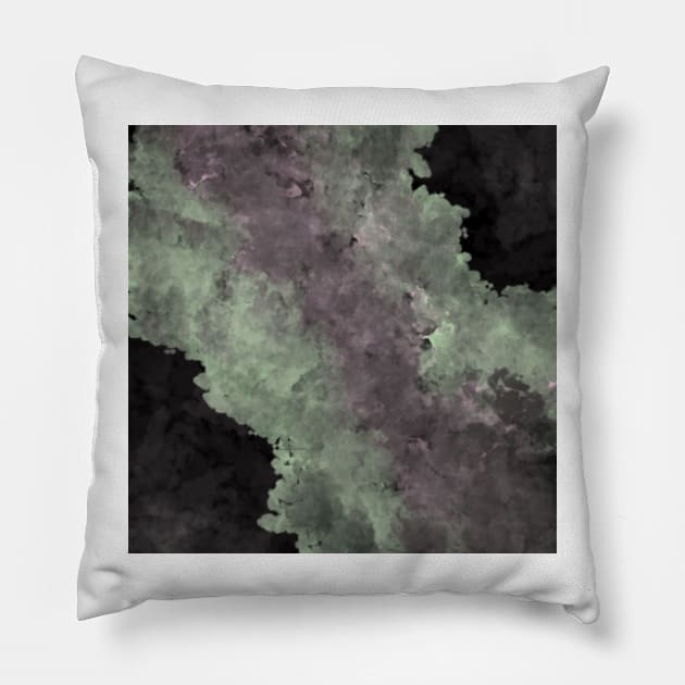 Dark Pastel Watercolor Green Black Purple Design Pillow by designsbyjuliee