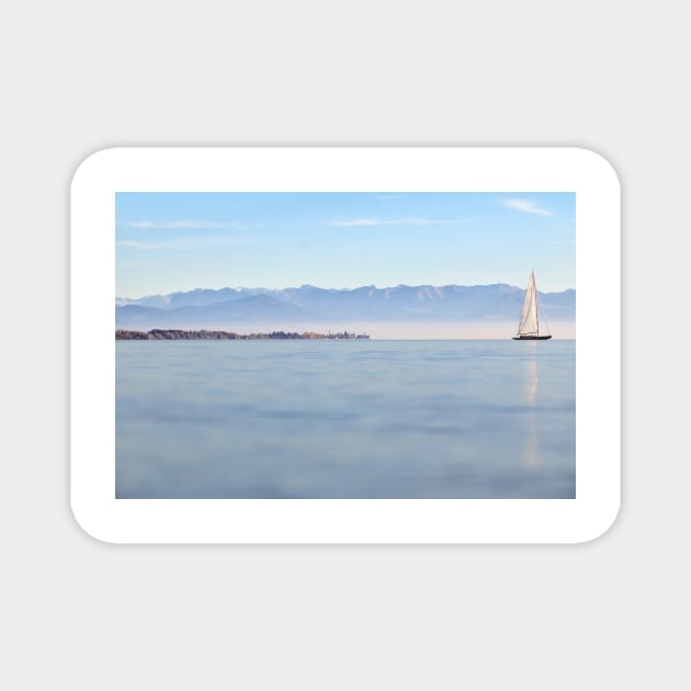 Sailing in November - Lake Constance, Germany Magnet by holgermader