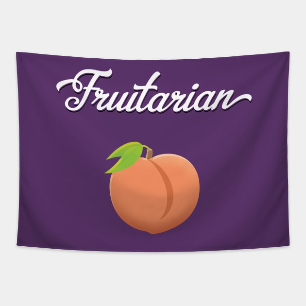 Fruitarian Eat Peach Fruit Tapestry by Pushloop