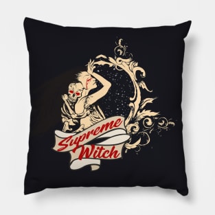 Witch with Skull Gothic Pillow