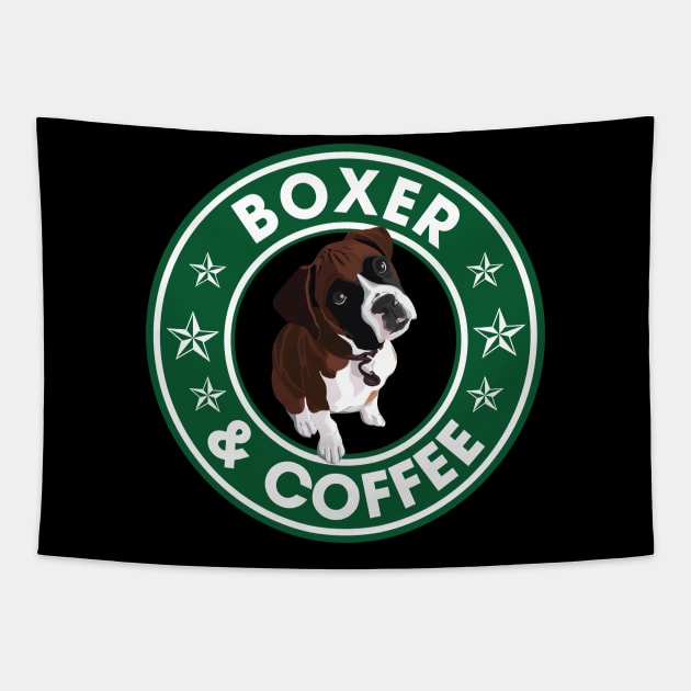Boxer And Coffee Tapestry by ChristianCrecenzio
