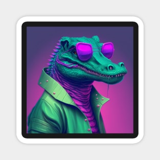 Vapor Wave Alligator Magnet