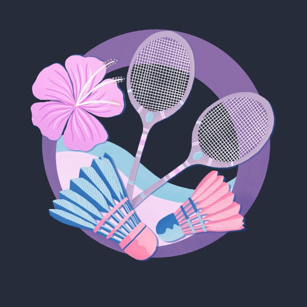 Tropical badminton badge - pastel purple and pink by Home Cyn Home 