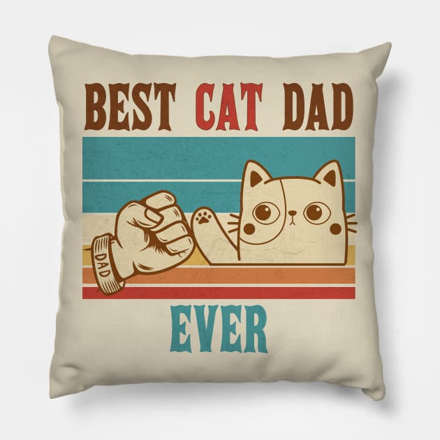 Best Cat Dad Ever Vintage Fist Bump Pillow by Clawmarks