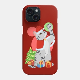 CHRISTMAS LIGHT GRAY CAT Phone Case