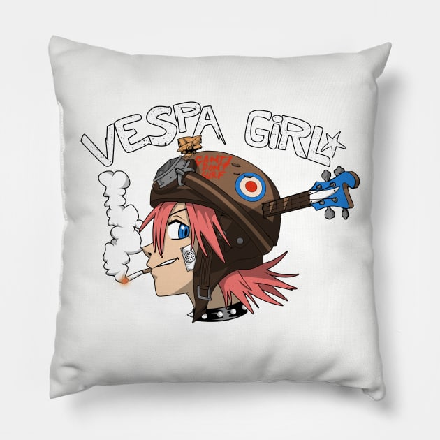 Vespa Girl V2 Pillow by BCArtDesign