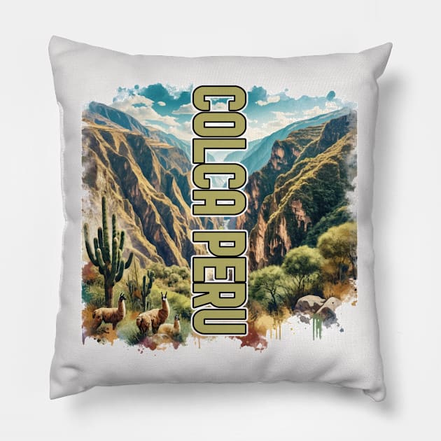 Scenic Colca Canyon Peru Llama Souvenir Pillow by Sambastyles