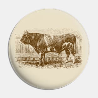 Jersey Bull Vintage Illustration Pin