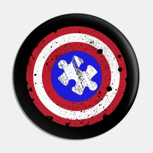 Autistic Superhero Shield Autism Awareness Puzzle Pieces Gifts Pin