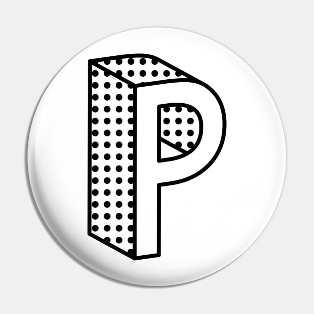 3D Ben Day Dot Isometric Letter P Pin by murialbezanson