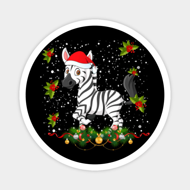Merry Christmas Zebra Santa Hat Funny Christmas Gift Merry Christmas Zebra Santa Hat Funny C Magnet Teepublic