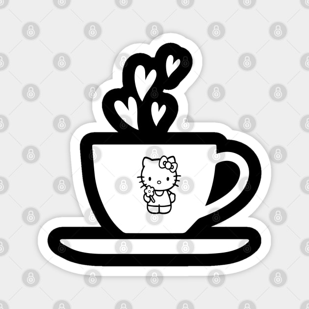 lovely kitty cat, Funny coffee cup, coffee lovers gift, coffee gift, coffee cozy, birthday, cafeteria’s stickers, fashion Design, restaurants and laptop stickers, lovely coffee cup with Kitty cat inside Magnet by PowerD