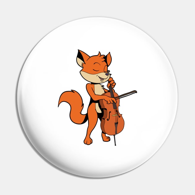 Comic fox plays cello Pin by Modern Medieval Design