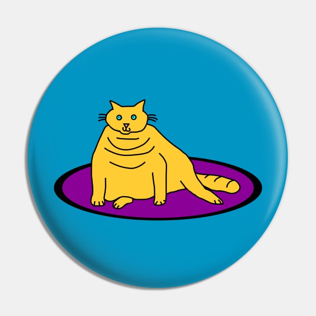 Yellow Chonk Cat on a Rug Pin by ellenhenryart