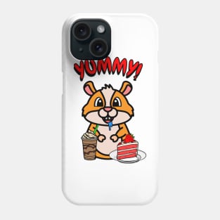 Cute orange pet is having coffee and cake Phone Case