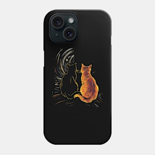 cat looking at the stars Phone Case