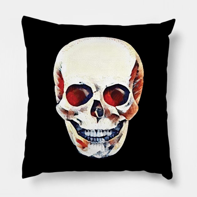 Red-Eyed Skull Pillow by Strangers With T-Shirts