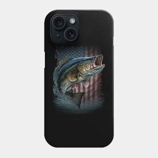 Fishing Camouflage US American Flag Bass Fish Fisherman Camo Phone Case