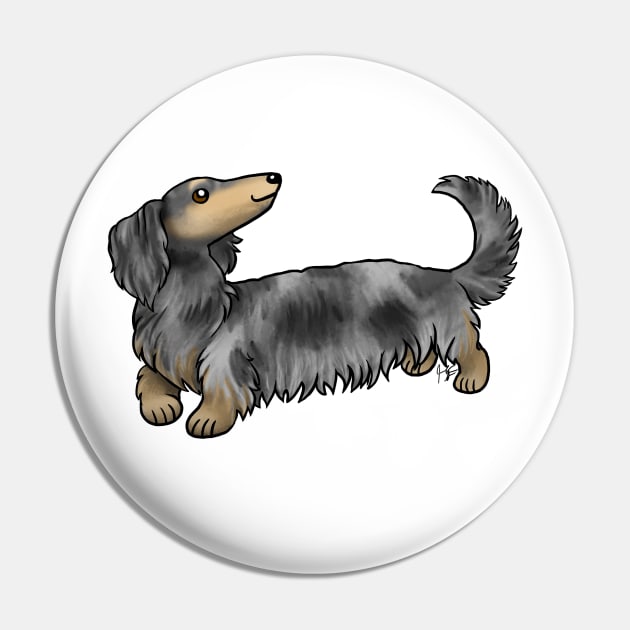 Dog - Long Haired Dachshund - Dapple Pin by Jen's Dogs Custom Gifts and Designs