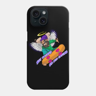 Get Tricks or Die Trying Skater Angel Gnome Skateboarding Phone Case